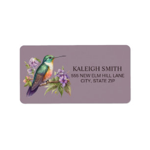 Étiquette Hummingbird Purple Flowers Adresse