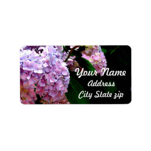 Étiquette Hydrangea garden, rose, bleu, purple floral