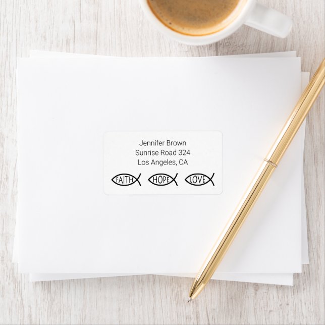 Étiquette Ichthus - Symbole chrétien du poisson (En situation)