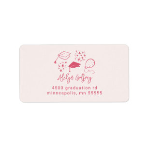 Étiquette Icônes Quirky Graduation Pink Adresse de retour