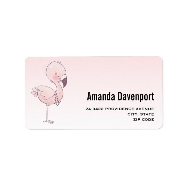 Étiquette Illustration de Flamant rose rose mou (Devant)