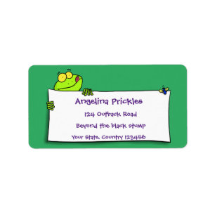 Étiquette Illustration du panneau de grenouille verte mignon