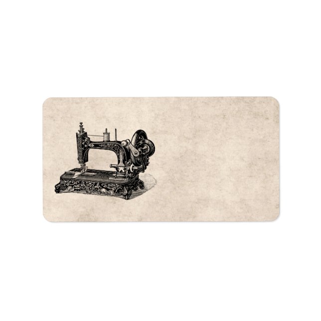 Étiquette Illustration vintage de la machine à coudre du 18e (Devant)