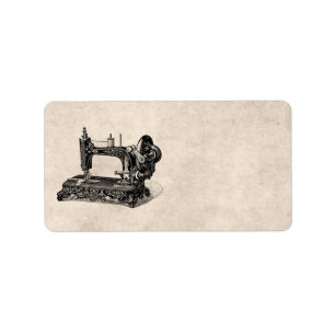 Étiquette Illustration vintage de machine à coudre de 1800s
