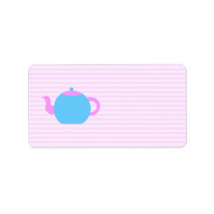 Étiquette Image rose et bleue de théière