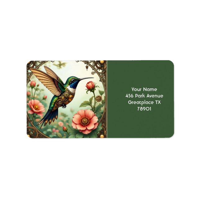 Étiquette Imaginaire Cute Steampunk Fleurs d'oiseaux (Devant)