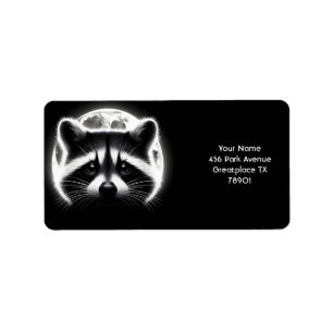 Étiquette Imaginaire mignon Racoon visage lune