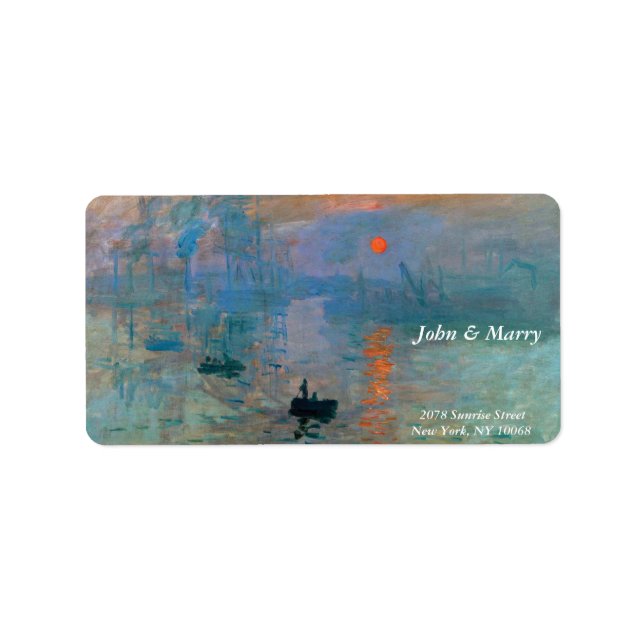 Étiquette Impression Sunrise par Claude Monet (Devant)