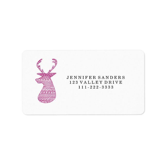 ÉTIQUETTE IMPRIMANTE TRIBALE DE HIPSTER DEER - ROSE (Devant)