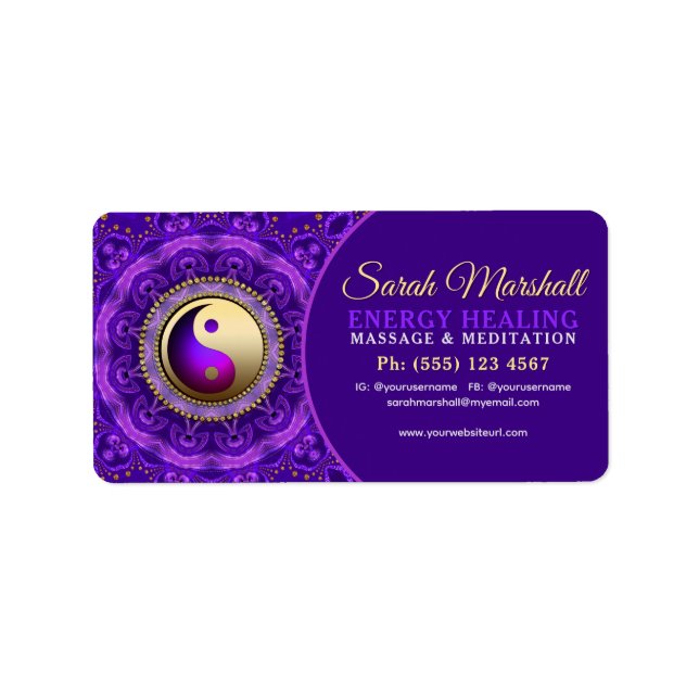 Étiquette Indigo Blue Purple Magic Mandala Healing  (Devant)