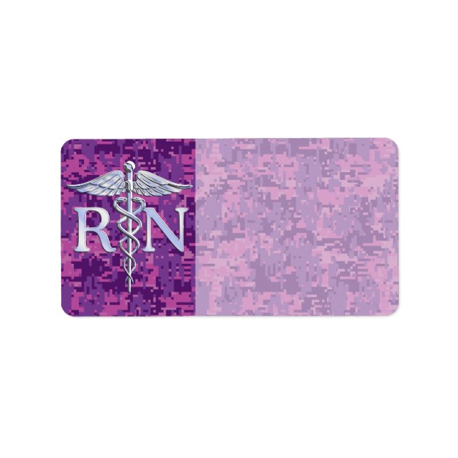 Étiquette Infirmière autorisée RN Caduceus sur Camo rose (Devant)