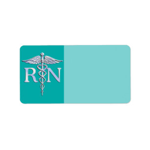 Étiquette Infirmière autorisée RN Caduceus sur Turquoise