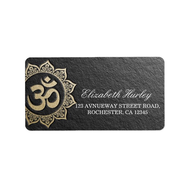 Étiquette Instructeur de méditation YOGA Black & Gold OM Man (Devant)