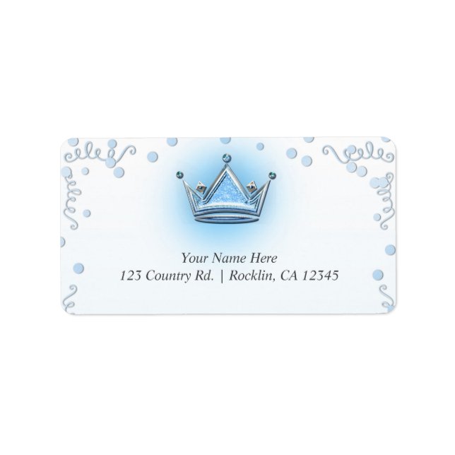Étiquette Invitation Confetti de la Couronne Blue & Silver (Devant)