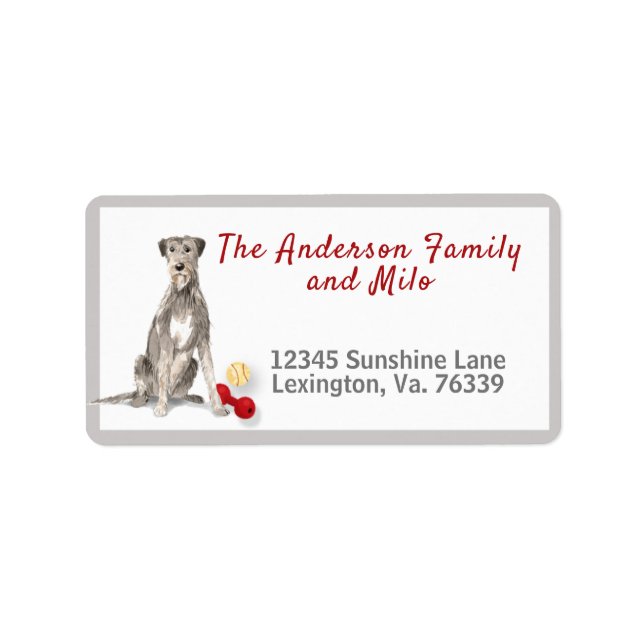 Étiquette Irish Wolfhound Toys Accueil Adresse de retour (Devant)