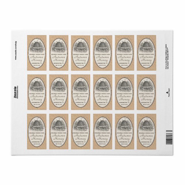 Étiquette Ivory Honey Adresse ou taille de livraison Étiquet (Feuille entière)