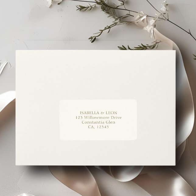 Étiquette Ivory | Simple Wedding Address (Créateur téléchargé)