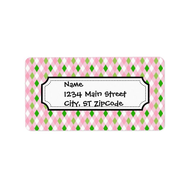 Étiquette Jacquard blanc vert de chaux rose estivale (Devant)