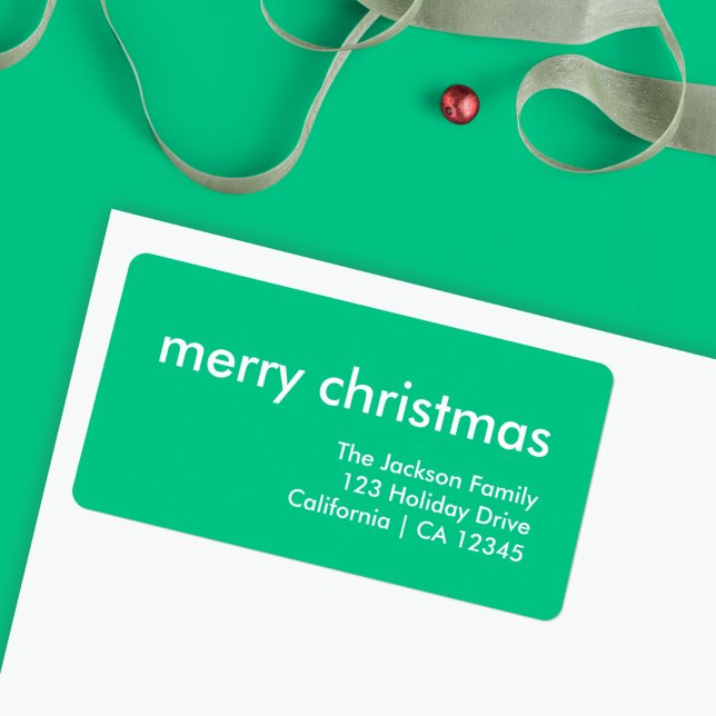 Étiquette Jade Green Noël | Adresse minimale dynamique (Créateur téléchargé)