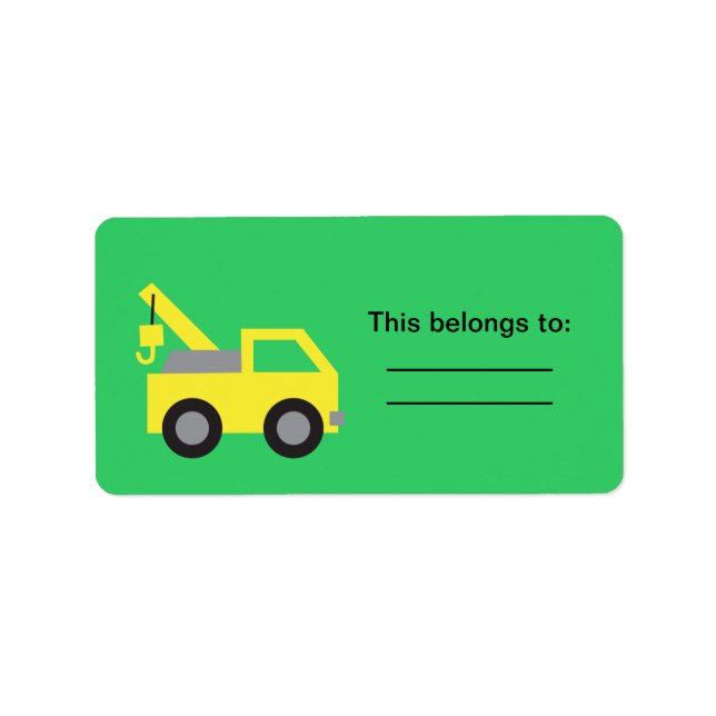 Étiquette J'adore les camions, le joli véhicule jaune pour l (Devant)