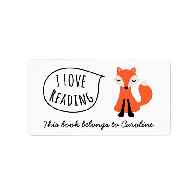 Étiquette J'adore lire le livre de la plaque de dessin animé (Devant)