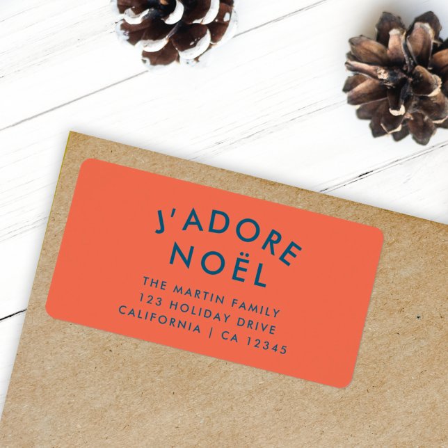 Étiquette J'adore Noel | Adresse de retour de Noël moderne (Créateur téléchargé)