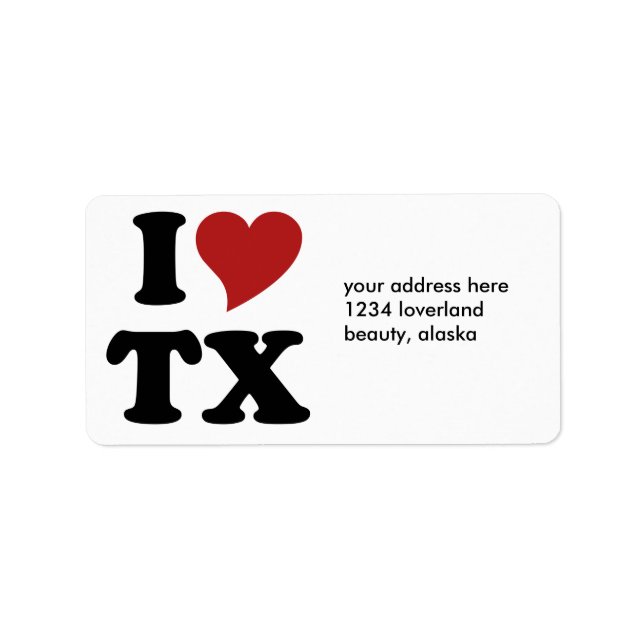 Étiquette J'aime le Texas (Devant)
