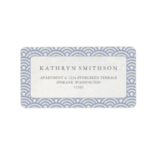 Étiquette Japonaise Seigaiha Vagues Élégante Violet + Blanc