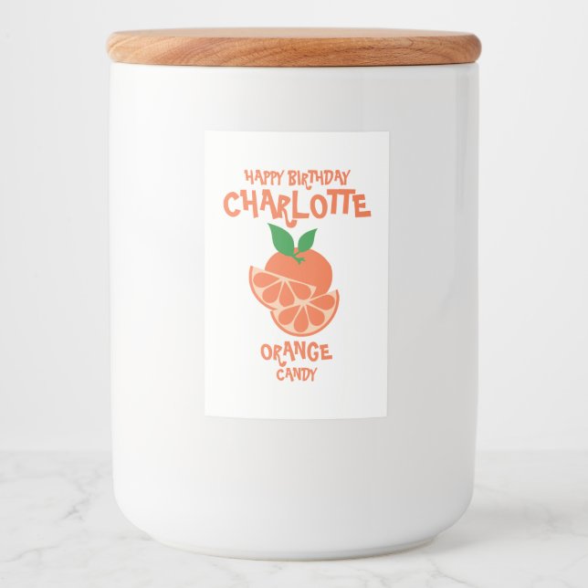 Étiquette Jar de bonbons orange personnalisé (Devant)