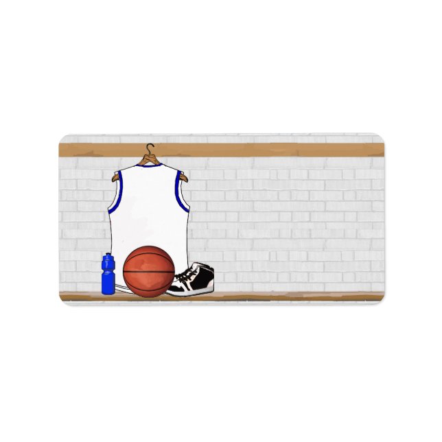 Étiquette Jersey de basketball blanc et bleu (Devant)