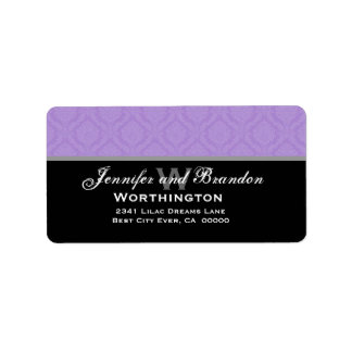 Étiquette Jeu Mariage damassé violet