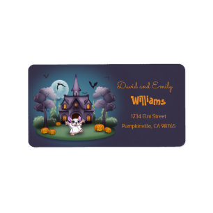 Étiquette Joli fantôme citrouille Haunted Maison Halloween A