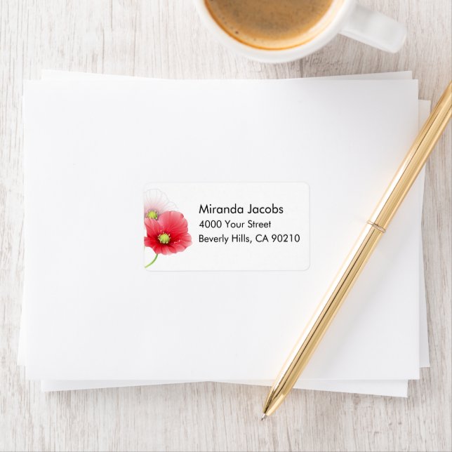 Étiquette Joli Poppies Floral Personnalisé (En situation)