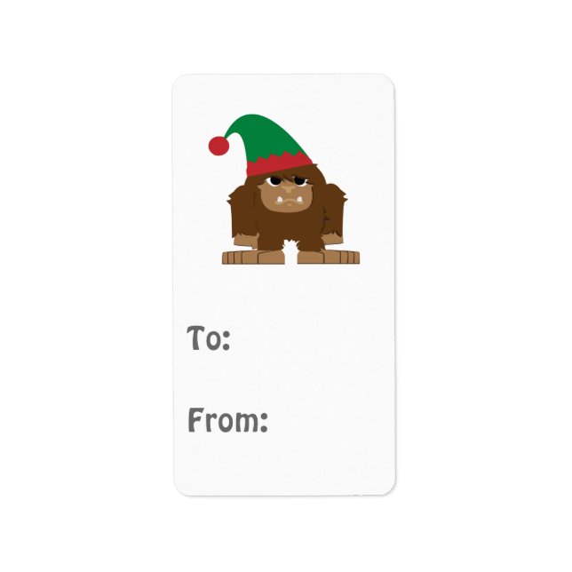 Étiquette Joli Sasquatch Elf de Noël (Devant)