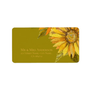 Étiquette Joli tournesol jaune Élégant Mariage floral
