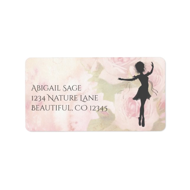 Étiquette Jolie Ballerina sur rose Roses Adresse Ballet (Devant)