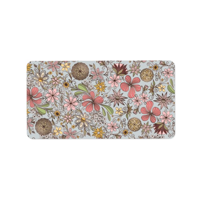 Étiquette Jolie fille Vieux Rose Rose Floral Doodles Design (Devant)