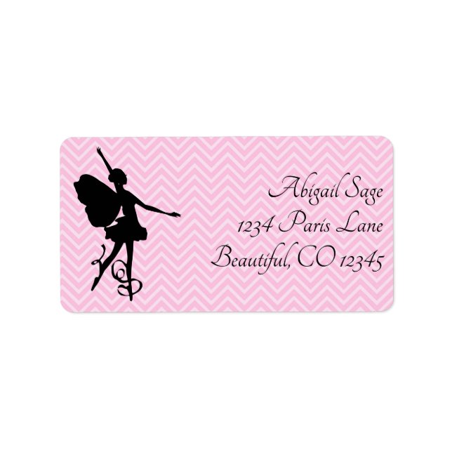 Étiquette Jolie rose Chevron Ballerina Fairy Ballet (Devant)