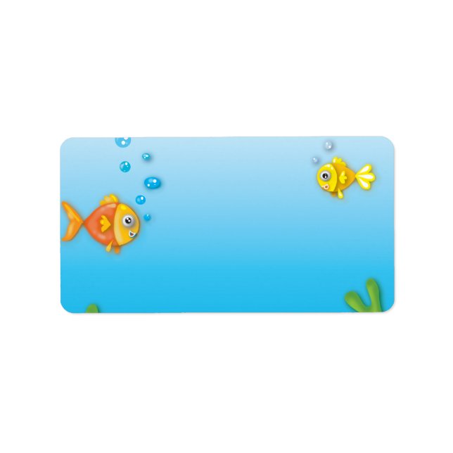 Étiquette jolie scène de poisson bulle sous l'eau (Devant)