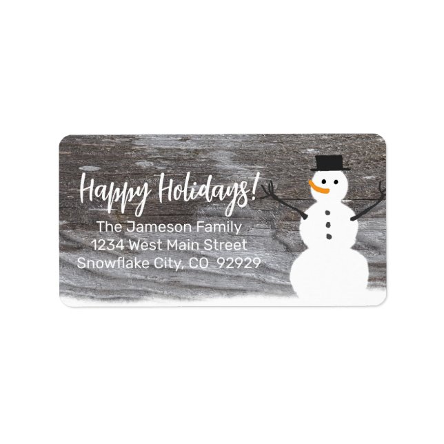 Étiquette Jolie Snowman Joyeuses Fêtes (Devant)