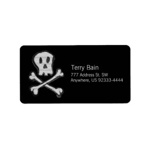 Étiquette Jolly roger de style de mosaïque dessiné par