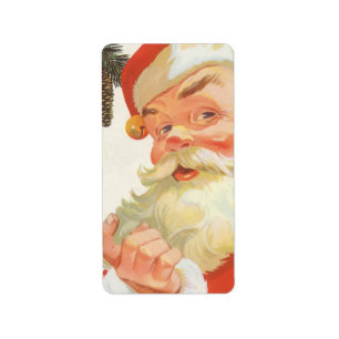 Étiquette Jolly Santa Claus avec secret, Noël Vintage