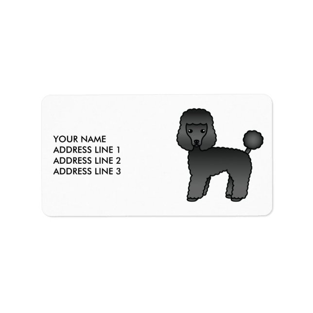 Étiquette Jouet noir Poodle mignonette Cartoon Chien & Texte (Devant)