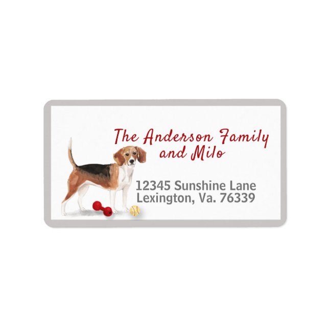 Étiquette Jouets Beagles mignons Accueil Adresse de retour (Devant)