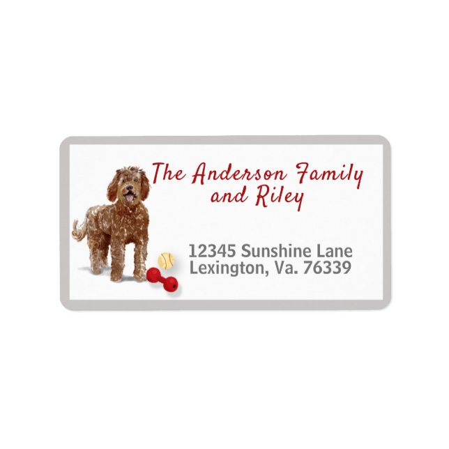 Étiquette Jouets Brown Labradoodle Accueil Adresse de retour (Devant)