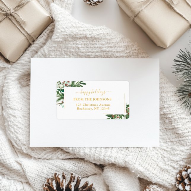 Étiquette Joyeux Joyeux Vacances-Noël Classique, Rustique, F (Créateur téléchargé)