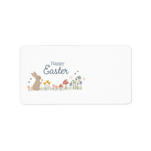 Étiquette Joyeux Lapin de Pâques Fleurs sauvages de jolies v