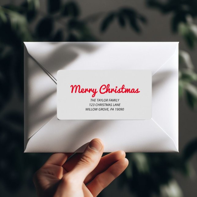 Étiquette Joyeux Noël | Adresse de retour de typographie rou (Créateur téléchargé)