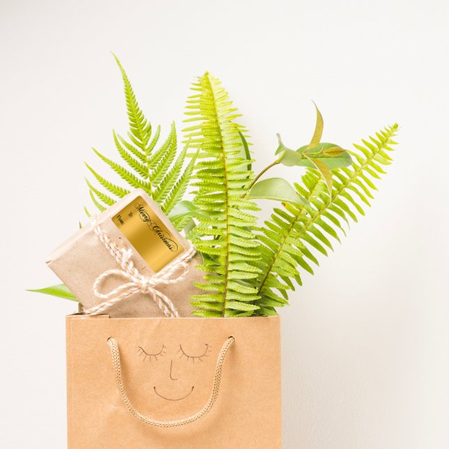 Étiquette Joyeux Noël de à la main Lettré or noir (Merry Christmas From To Hand Lettered Gold Black Label )