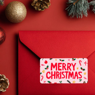 Étiquette Joyeux Noël mignon Doodle à main